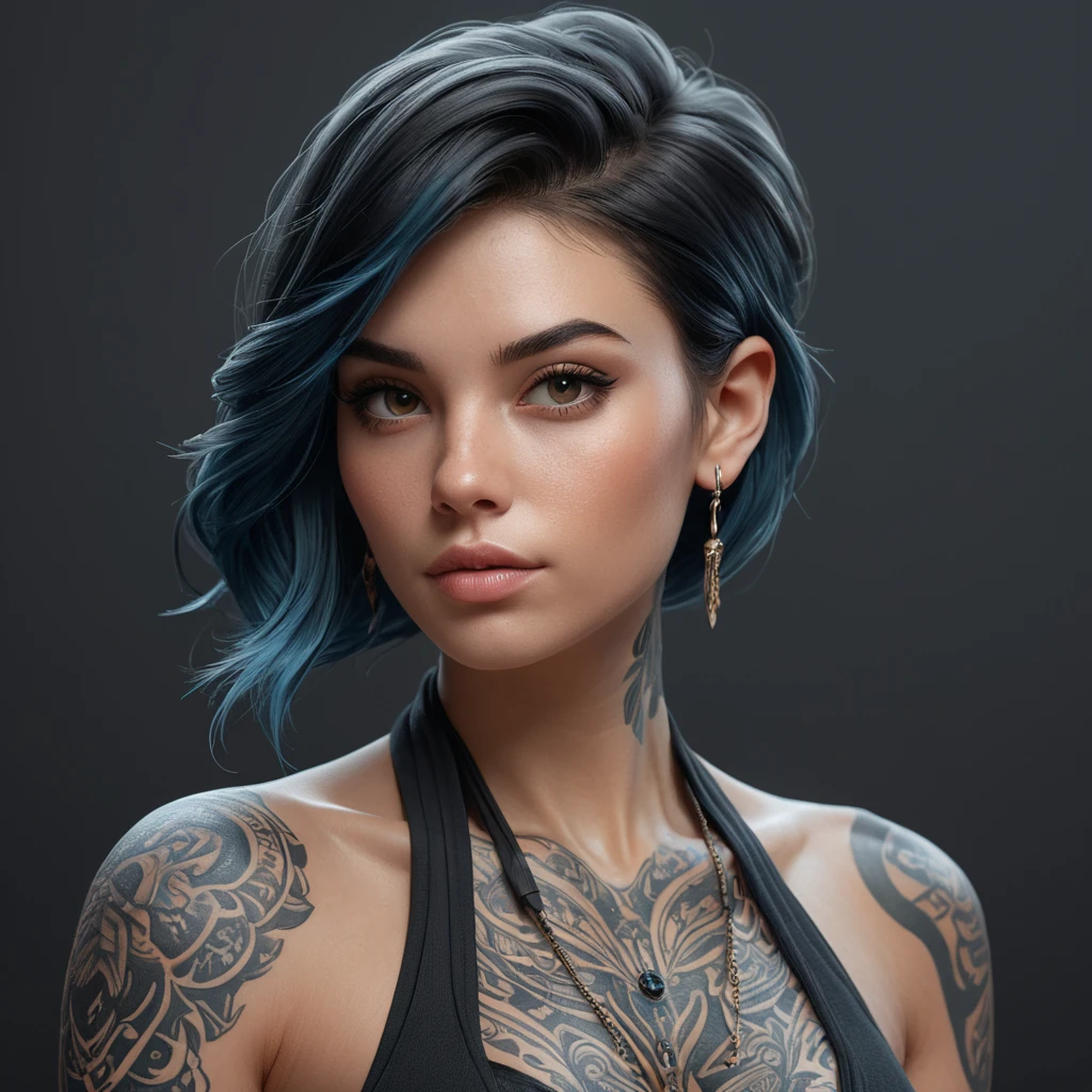 Matte portrait of Lyx with tattoos