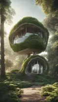 Beautiful futuristic organic house made from imaginary plants in a forest, 8k, Award-Winning, Highly Detailed, Beautiful, Epic, Octane Render, Unreal Engine, Radiant, Volumetric Lighting by Stanley Artgerm Lau