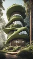 Beautiful futuristic organic house made from imaginary plants in a forest, 8k, Award-Winning, Highly Detailed, Beautiful, Epic, Octane Render, Unreal Engine, Radiant, Volumetric Lighting by Stanley Artgerm Lau