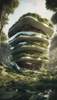 Beautiful futuristic organic house made from imaginary plants in a forest, 8k, Award-Winning, Highly Detailed, Beautiful, Epic, Octane Render, Unreal Engine, Radiant, Volumetric Lighting by WLOP