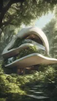 Beautiful futuristic organic house made from imaginary plants in a forest, 8k, Award-Winning, Highly Detailed, Beautiful, Epic, Octane Render, Unreal Engine, Radiant, Volumetric Lighting by Stanley Artgerm Lau