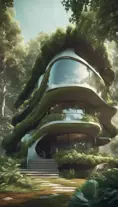 Beautiful futuristic organic house made from imaginary plants in a forest, 8k, Award-Winning, Highly Detailed, Beautiful, Epic, Octane Render, Unreal Engine, Radiant, Volumetric Lighting by Beeple