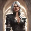 Alluring matte portrait of a beautiful Ciri wearing black leather, 8k, Highly Detailed, Intricate, Half Body, Realistic, Sharp Focus, Volumetric Lighting, Fantasy, Elegant by Stanley Artgerm Lau, Alphonse Mucha, WLOP