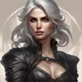 Alluring matte portrait of a beautiful Ciri wearing black leather, 8k, Highly Detailed, Intricate, Half Body, Realistic, Sharp Focus, Volumetric Lighting, Fantasy, Elegant by Stanley Artgerm Lau, Alphonse Mucha, WLOP