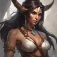 Alluring matte portrait of a beautiful Nidalee in the style of Stefan Kostic, 8k, Highly Detailed, Intricate, Half Body, Realistic, Sharp Focus, Volumetric Lighting, Fantasy, Elegant by Stanley Artgerm Lau, Greg Rutkowski