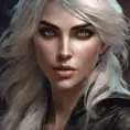 Alluring matte portrait of a beautiful Ciri wearing black leather, 8k, Highly Detailed, Intricate, Half Body, Realistic, Sharp Focus, Volumetric Lighting, Fantasy, Elegant by Stanley Artgerm Lau, Alphonse Mucha, WLOP