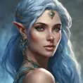 D&D concept art of gorgeous elven woman with blue hair in the style of Stefan Kostic, 8k, High Definition, Highly Detailed, Intricate, Half Body, Realistic, Sharp Focus, Fantasy, Elegant by Stanley Artgerm Lau, Luis Ricardo Falero