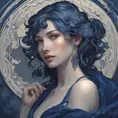 Alluring matte portrait of a beautiful A2 wearing dark blue, 8k, Highly Detailed, Intricate, Half Body, Realistic, Sharp Focus, Volumetric Lighting, Fantasy, Elegant by Stanley Artgerm Lau, Alphonse Mucha, WLOP, Stefan Kostic