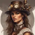 Steampunk portrait of Alessandra Ambrosio, Highly Detailed, Intricate, Artstation, Beautiful, Digital Painting, Sharp Focus, Concept Art, Elegant