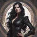 Alluring matte portrait of a fierce beautiful Yennefer in black, 8k, Highly Detailed, Intricate, Half Body, Realistic, Sharp Focus, Volumetric Lighting, Fantasy, Elegant by Stanley Artgerm Lau, Alphonse Mucha, WLOP, Stefan Kostic