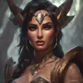 Alluring matte portrait of a beautiful Nidalee in the style of Stefan Kostic, 8k, Highly Detailed, Intricate, Half Body, Realistic, Sharp Focus, Volumetric Lighting, Fantasy, Elegant by Stanley Artgerm Lau, Greg Rutkowski