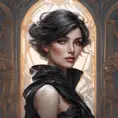 Alluring matte portrait of the beautiful Fiora in black, 8k, Highly Detailed, Intricate, Realistic, Sharp Focus, Volumetric Lighting, Fantasy, Elegant by Stanley Artgerm Lau, Alphonse Mucha, WLOP, Stefan Kostic