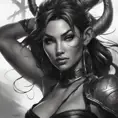 Alluring matte portrait of a beautiful Nidalee wearing black leather, 8k, Highly Detailed, Intricate, Half Body, Realistic, Sharp Focus, Volumetric Lighting, Fantasy, Elegant by Stanley Artgerm Lau, Alphonse Mucha, WLOP