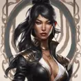 Alluring matte portrait of a beautiful Akali wearing black leather, 8k, Highly Detailed, Intricate, Half Body, Realistic, Sharp Focus, Volumetric Lighting, Fantasy, Elegant by Stanley Artgerm Lau, Alphonse Mucha, WLOP