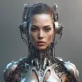 Alluring highly detailed matte portrait of a beautiful cyborg in the style of Stefan Kostic, 8k, High Definition, Highly Detailed, Intricate, Half Body, Realistic, Sharp Focus, Fantasy, Elegant