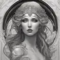 Alluring matte portrait of the beautiful goddess Selene in black, 8k, Highly Detailed, Intricate, Realistic, Sharp Focus, Volumetric Lighting, Fantasy, Elegant by Stanley Artgerm Lau, Alphonse Mucha, WLOP