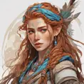 Anime portrait of Aloy, Highly Detailed, Intricate, Artstation, Beautiful, Digital Painting, Sharp Focus, Concept Art, Elegant by Alphonse Mucha