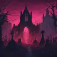 Hyper Detailed illustration of an eerie dystopian graveyard at night, 8k, Gothic and Fantasy, Horror, Epic, Sharp Focus, Deviantart by Alena Aenami, Studio Ghibli