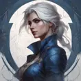 Alluring matte portrait of a beautiful Ciri wearing dark blue, 8k, Highly Detailed, Intricate, Half Body, Realistic, Sharp Focus, Volumetric Lighting, Fantasy, Elegant by Stanley Artgerm Lau, Alphonse Mucha, WLOP, Stefan Kostic