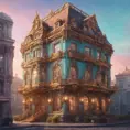 art nuveau exterior fantasy colorful building office space futuristic rococco baroques victorian, 8k, Highly Detailed, Hyper Detailed, Masterpiece, Vintage Illustration, Cinematic Lighting, Photo Realistic, Sharp Focus, Smooth, Octane Render, Digital Art, Vector Art, Soft