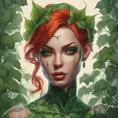 Closeup matte portrait of a tattooed Poison Ivy, symmetrical face, 8k, Highly Detailed, Intricate, Artstation, Matte Painting, Sharp Focus, Concept Art by Stanley Artgerm Lau, Greg Rutkowski