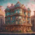 art nuveau exterior fantasy colorful building office space futuristic rococco baroques victorian, 8k, Highly Detailed, Hyper Detailed, Masterpiece, Vintage Illustration, Cinematic Lighting, Photo Realistic, Sharp Focus, Smooth, Octane Render, Digital Art, Vector Art, Soft