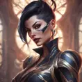 Matte portrait of Vayne from League of Legends with tattoos, 8k, Highly Detailed, Powerful, Alluring, Artstation, Magical, Digital Painting, Photo Realistic, Sharp Focus, Volumetric Lighting, Concept Art by Stanley Artgerm Lau, Alphonse Mucha, Greg Rutkowski