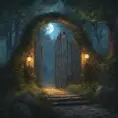 A beautiful digital illustration painting of a detailed gothic fantasy fireflies forest trees and iron gate cobblestone pathway vines full moon, 8k, Artstation, Digital Illustration, Concept Art by Justin Gerard, James Gurney