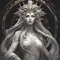 Alluring matte portrait of the beautiful goddess of death Ker in black, 8k, Highly Detailed, Intricate, Realistic, Sharp Focus, Volumetric Lighting, Fantasy, Elegant by Stanley Artgerm Lau, Alphonse Mucha, WLOP