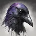 Raven, Highly Detailed, Intricate, Color Splash, Ink Art, Fantasy, Dark by Stanley Artgerm Lau