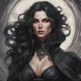 Alluring matte portrait of a fierce beautiful Yennefer in black, 8k, Highly Detailed, Intricate, Half Body, Realistic, Sharp Focus, Volumetric Lighting, Fantasy, Elegant by Stanley Artgerm Lau, Alphonse Mucha, WLOP, Stefan Kostic