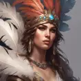 Alluring matte portrait of a beautiful Kassandra wearing feathers, 8k, Highly Detailed, Intricate, Half Body, Realistic, Sharp Focus, Volumetric Lighting, Fantasy, Elegant by Stanley Artgerm Lau, Alphonse Mucha, WLOP