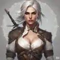 Alluring matte portrait of a beautiful Ciri in The WItcher3 style, 8k, Highly Detailed, Intricate, Half Body, Realistic, Sharp Focus, Volumetric Lighting, Fantasy, Elegant by Stanley Artgerm Lau, Alphonse Mucha, WLOP