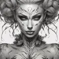 Closeup matte portrait of a tattooed Poison Ivy, symmetrical face, 8k, Highly Detailed, Intricate, Artstation, Matte Painting, Sharp Focus, Concept Art by Stanley Artgerm Lau, Greg Rutkowski