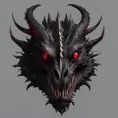 a black dragon with red eyes in 2d, 4k resolution, 8k, HDR, High Definition, High Resolution, Highly Detailed, Hyper Detailed, Ultra Detailed, Closeup of Face, Gothic and Fantasy, Gothic, Horns, Large Eyes, Soft Details, Strong Jaw, Digital Illustration