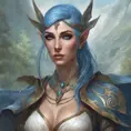 D&D concept art of gorgeous elven woman with blue hair in the style of Stefan Kostic, 8k, High Definition, Highly Detailed, Intricate, Half Body, Realistic, Sharp Focus, Fantasy, Elegant by Stanley Artgerm Lau, Luis Ricardo Falero