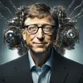 Alluring portrait of Bill Gates with a robot eye, High Definition, High Resolution, Intricate Details, Ultra Detailed, Cybernatic and Sci-Fi, Half Body, Biomechanical, Futuristic, Sci-Fi, Science Fiction, Matte Painting, Sharp Focus by Stefan Kostic