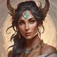 Alluring matte portrait of a beautiful Nidalee, 8k, Highly Detailed, Intricate, Half Body, Realistic, Sharp Focus, Volumetric Lighting, Fantasy, Elegant by Alphonse Mucha