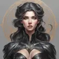 Alluring matte portrait of a beautiful Sona wearing black leather, 8k, Highly Detailed, Intricate, Half Body, Realistic, Sharp Focus, Volumetric Lighting, Fantasy, Elegant by Stanley Artgerm Lau, Alphonse Mucha, WLOP