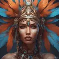 A visionary painting of a single alluring electronic mystical tribal goddess surrounded by feathers and gemstones, 8k, Highly Detailed, Intricate, Artstation, Matte Painting, Sharp Focus, Volumetric Lighting, Concept Art by Stanley Artgerm Lau, Greg Rutkowski