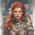 Anime portrait of Aloy, Highly Detailed, Intricate, Artstation, Beautiful, Digital Painting, Sharp Focus, Concept Art, Elegant by Alphonse Mucha