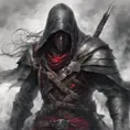 Assassin emerging from the fog of battle, Highly Detailed, Color Splash, Ink Art, Fantasy, Dark by Stanley Artgerm Lau