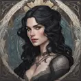 Alluring matte portrait of a beautiful Yennefer, 8k, Highly Detailed, Intricate, Half Body, Realistic, Sharp Focus, Volumetric Lighting, Fantasy, Elegant by Alphonse Mucha