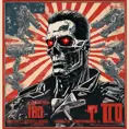 terminator for president, intricate soviet propaganda poster, Cyrillic text, Boris kriukov, vote for T800, sharp focus, text at bottom, Cyrillic, no blur, terminator t800, Dystopian, Highly Detailed, Hyper Detailed, Intricate Details, Ultra Detailed, Half Body, Post-Apocalyptic, Cyberpunk, Futuristic, Psychedelic, Retro-Futurism, Soviet Poster, Digital Painting, Poster, Propaganda Poster, Sharp Focus, Artgerm, Futurism by Beeple, Alex Grey, Alphonse Mucha