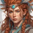 Anime portrait of Aloy, Highly Detailed, Intricate, Artstation, Beautiful, Digital Painting, Sharp Focus, Concept Art, Elegant by Alphonse Mucha