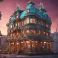 art nuveau exterior fantasy colorful building office space futuristic rococco baroques victorian, 8k, Highly Detailed, Hyper Detailed, Masterpiece, Vintage Illustration, Cinematic Lighting, Photo Realistic, Sharp Focus, Smooth, Octane Render, Digital Art, Vector Art, Soft