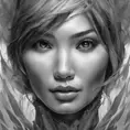 Gemma Chan, colorful painting on grey scale face, powerful, magic, thunders, dramatic lighting, intricate tattoos, wild, highly detailed, digital painting, artstation, concept art, smooth, sharp focus, illustration, art by artgerm and greg rutkowski and alphonse mucha, footage, 4k, Hyper Detailed