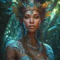 Closeup of a beautiful tribal queen in a magical forest, 4k, Highly Detailed, Masterpiece, Pretty Face, Digital Illustration, Cinematic Lighting, Realistic, Sharp Focus, Centered, Beautifully Lit, Bioluminescent by Stanley Artgerm Lau, Alphonse Mucha, Greg Rutkowski, Stefan Kostic