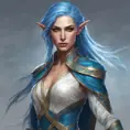 D&D concept art of gorgeous elven woman with blue hair in the style of Stefan Kostic, 8k, High Definition, Highly Detailed, Intricate, Half Body, Realistic, Sharp Focus, Fantasy, Elegant by Stanley Artgerm Lau, Luis Ricardo Falero