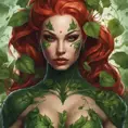 Closeup matte portrait of a tattooed Poison Ivy, symmetrical face, 8k, Highly Detailed, Intricate, Artstation, Matte Painting, Sharp Focus, Concept Art by Stanley Artgerm Lau, Greg Rutkowski